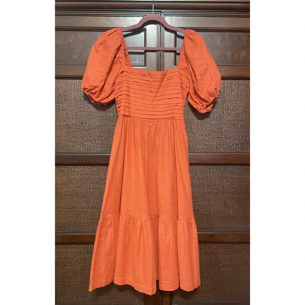 Abercrombie & Fitch Milkmade Maxi Smocked Linen Cotton Blend Dress‎ MP Farmhouse